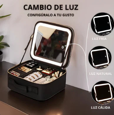 MALETA DE MAQUILLAJE CON LUZ LED